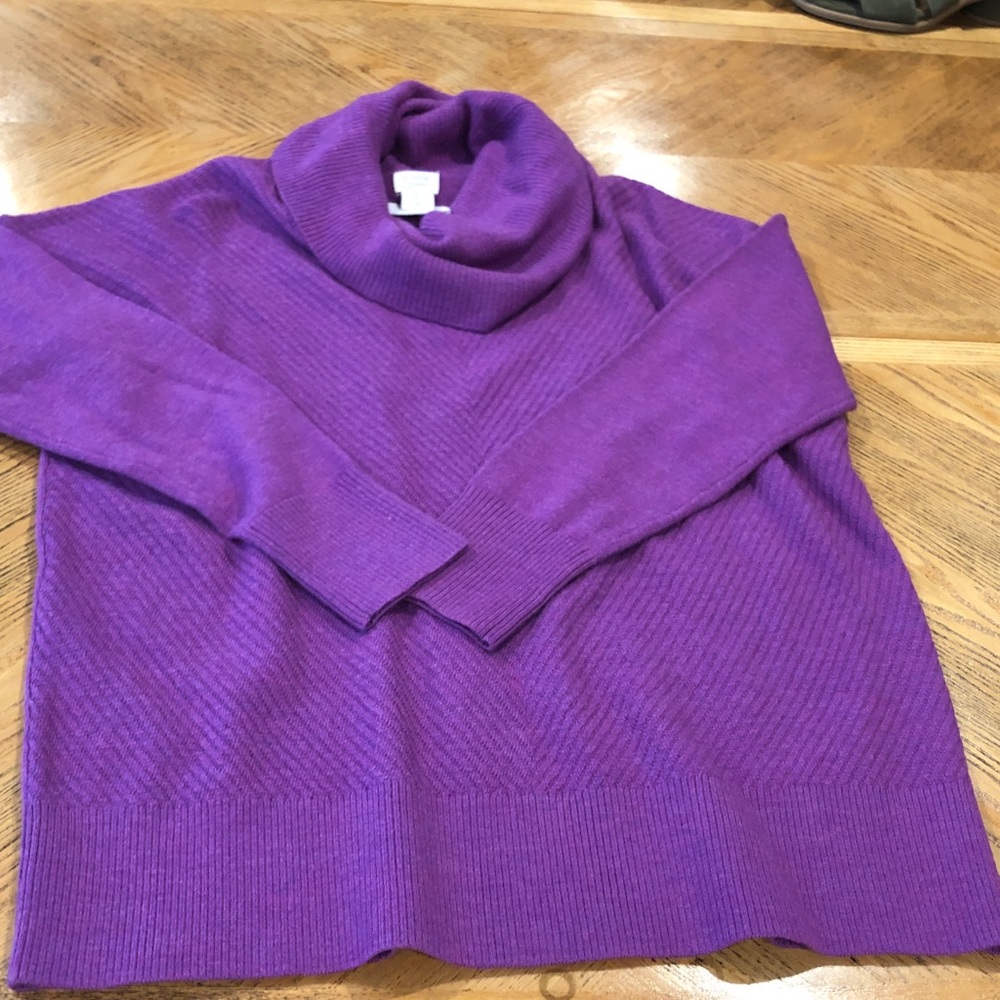 Aspen Extra Fine 100% Merino Wool Purple Sweater Chevron Texture Women’s Large - Picture 10 of 10